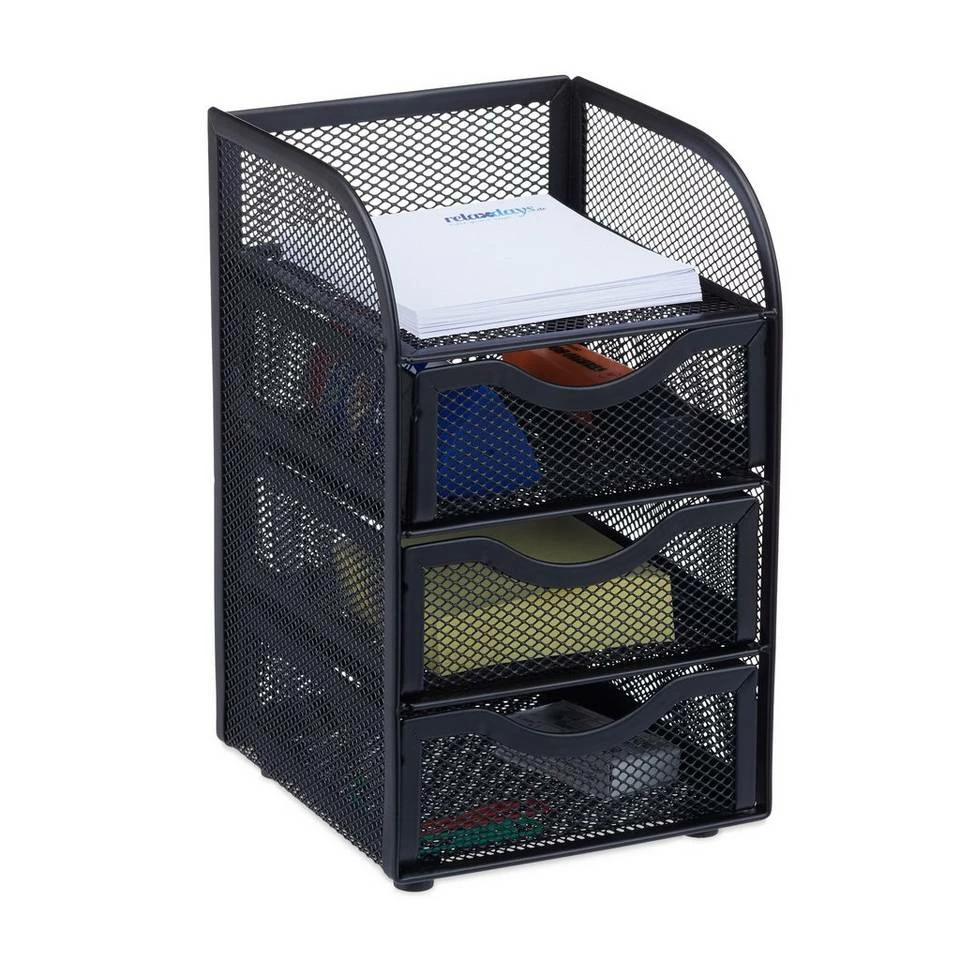 relaxdays Schreibtischaufsatz »Schreibtischorganizer Mesh 3 Schubladen«, Silber Schwarz 7 relaxdays Schreibtischaufsatz »Schreibtischorganizer Mesh 3 Schubladen«, Silber Schwarz – Bild 7
