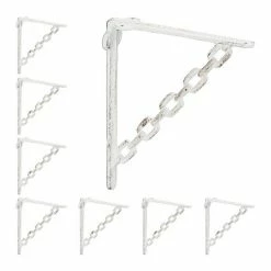relaxdays Wandregalhalter »8 x Regalwinkel Gusseisen Kette weiß«