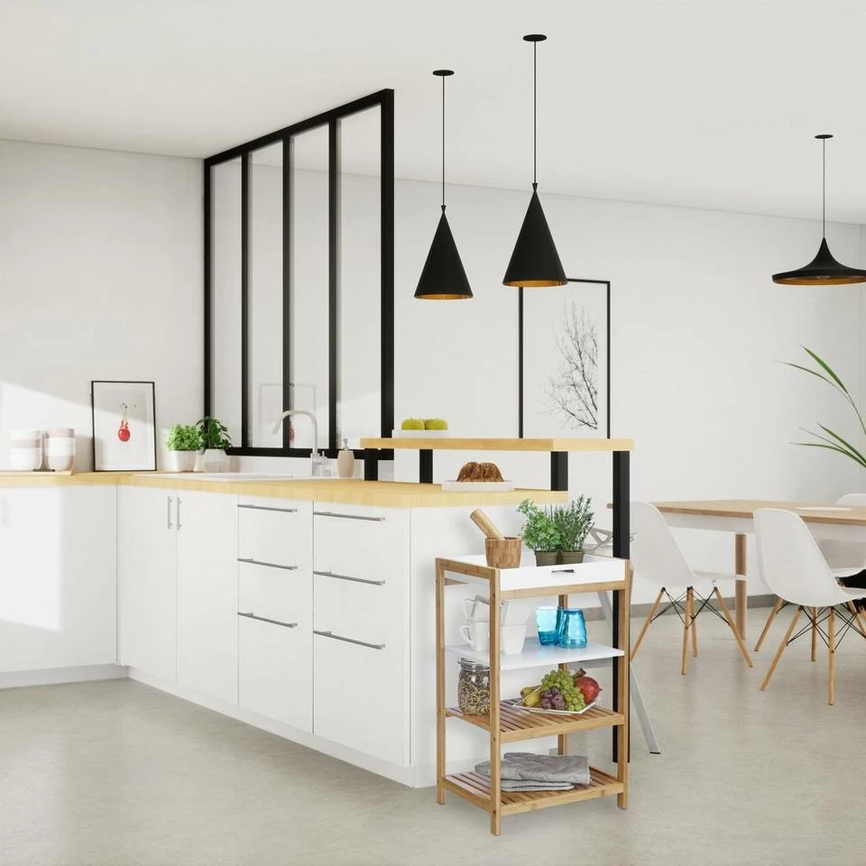 relaxdays Küchenregal »Küchenregal Bambus mit Tablett« 2 relaxdays Küchenregal »Küchenregal Bambus mit Tablett« – Bild 2