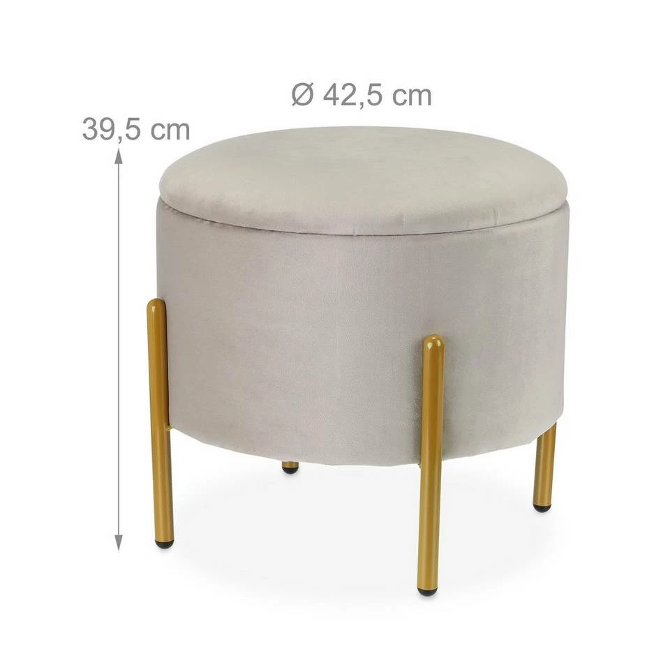 relaxdays Stauraumhocker »Grauer Samthocker mit Stauraum« 4 relaxdays Stauraumhocker »Grauer Samthocker mit Stauraum« – Bild 4