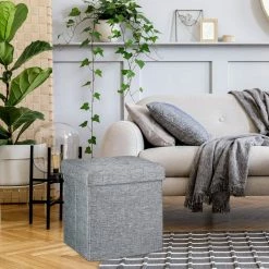 relaxdays Stauraumhocker »Faltbarer Sitzhocker mit Stauraum Leinen«, Dunkelgrau Braun, Wei&szlig;, Schwarz -Deutschland Möbel Verkäufe 2024 ce59df61 fd3c 5a00 b8e2 18ab46d406a1