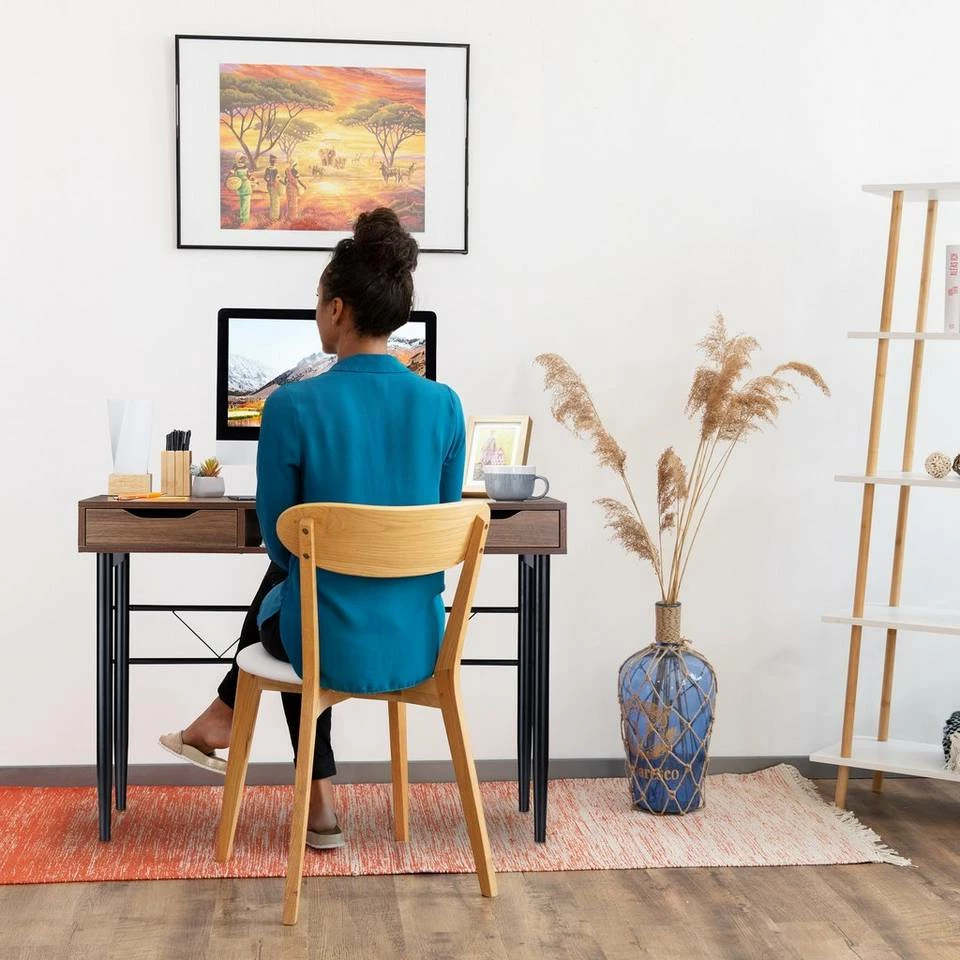 relaxdays Schreibtisch »Schreibtisch mit Schubladen«, Holz / Schwarz Braun Schwarz, Weiß 2 relaxdays Schreibtisch »Schreibtisch mit Schubladen«, Holz / Schwarz Braun Schwarz, Weiß – Bild 2