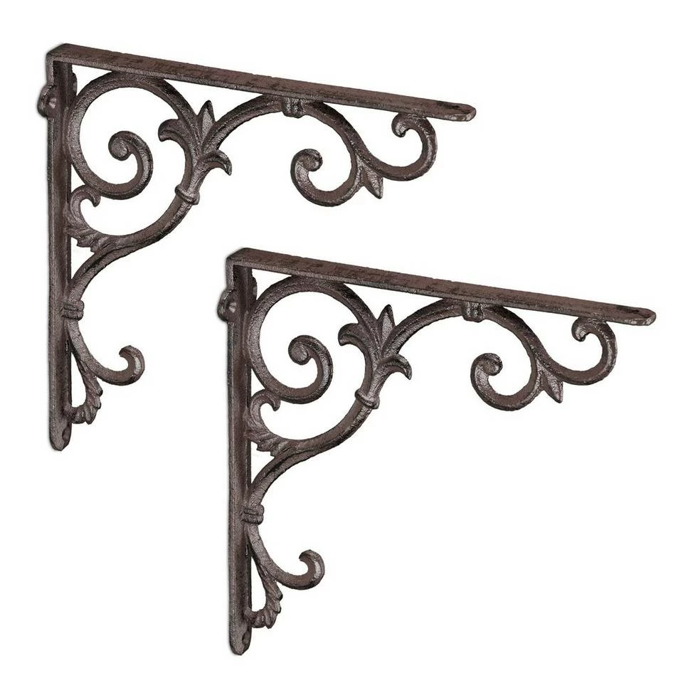 relaxdays Wandregalhalter »2er Set Regalwinkel antik«, Weiß Weiß, Braun, Schwarz Gold, Schwarz 9 relaxdays Wandregalhalter »2er Set Regalwinkel antik«, Weiß Weiß, Braun, Schwarz Gold, Schwarz – Bild 9