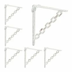 relaxdays Wandregalhalter »6 x Regalwinkel Gusseisen Kette weiß«