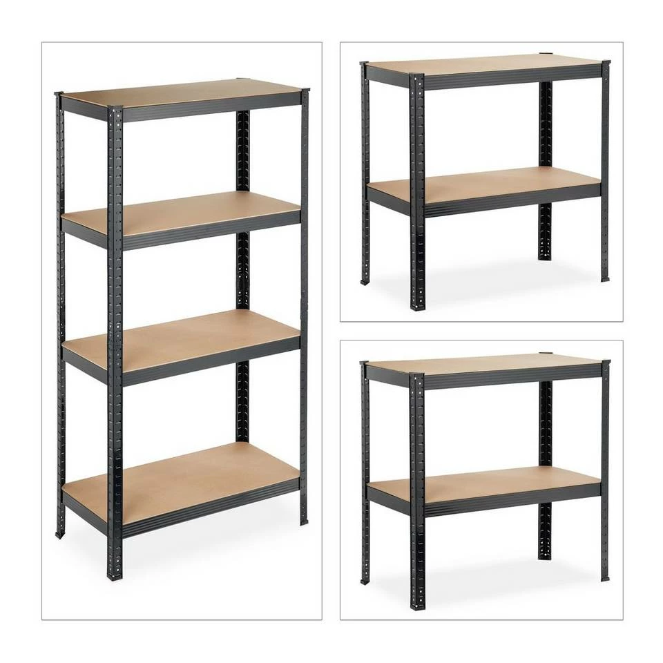 relaxdays Schwerlastregal »Schwerlastregal in Schwarz mit 4 Ebenen« 6 relaxdays Schwerlastregal »Schwerlastregal in Schwarz mit 4 Ebenen« – Bild 6