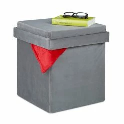 relaxdays Sitzhocker »Samthocker mit Tablett«