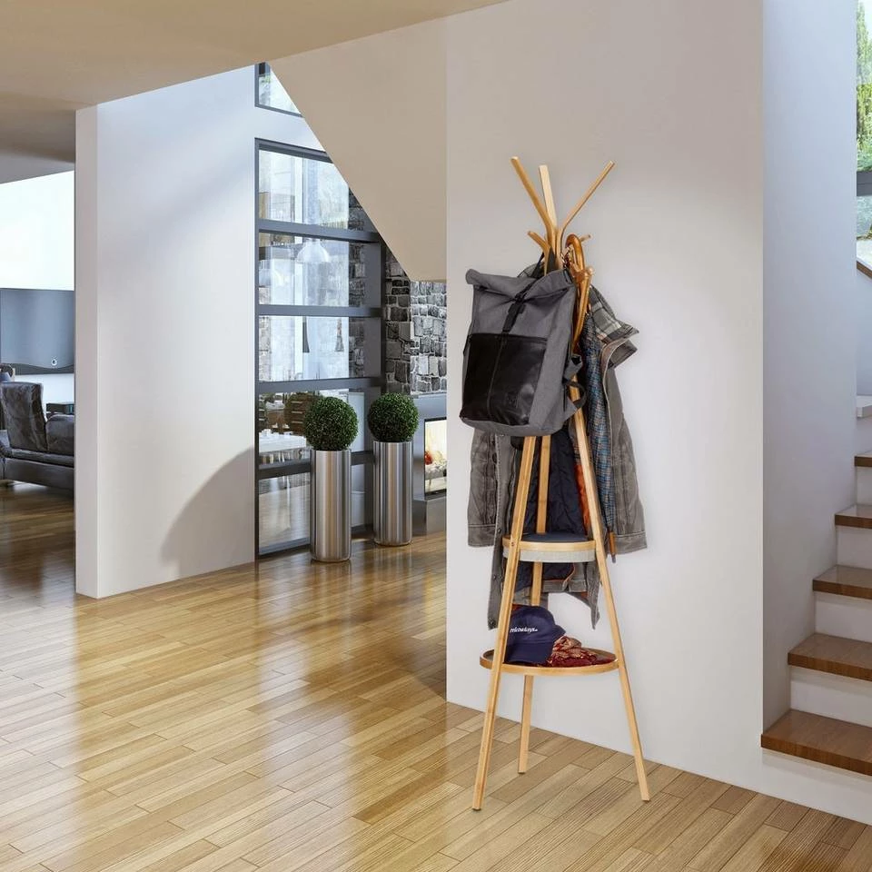 relaxdays Garderobenständer »Bambus Garderobe mit Ablagen« 2 relaxdays Garderobenständer »Bambus Garderobe mit Ablagen« – Bild 2