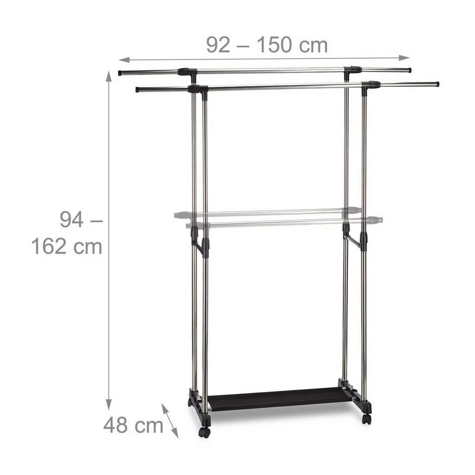 relaxdays Garderobenständer »Rollgarderobe mit 2 Kleiderstangen« 4 relaxdays Garderobenständer »Rollgarderobe mit 2 Kleiderstangen« – Bild 4