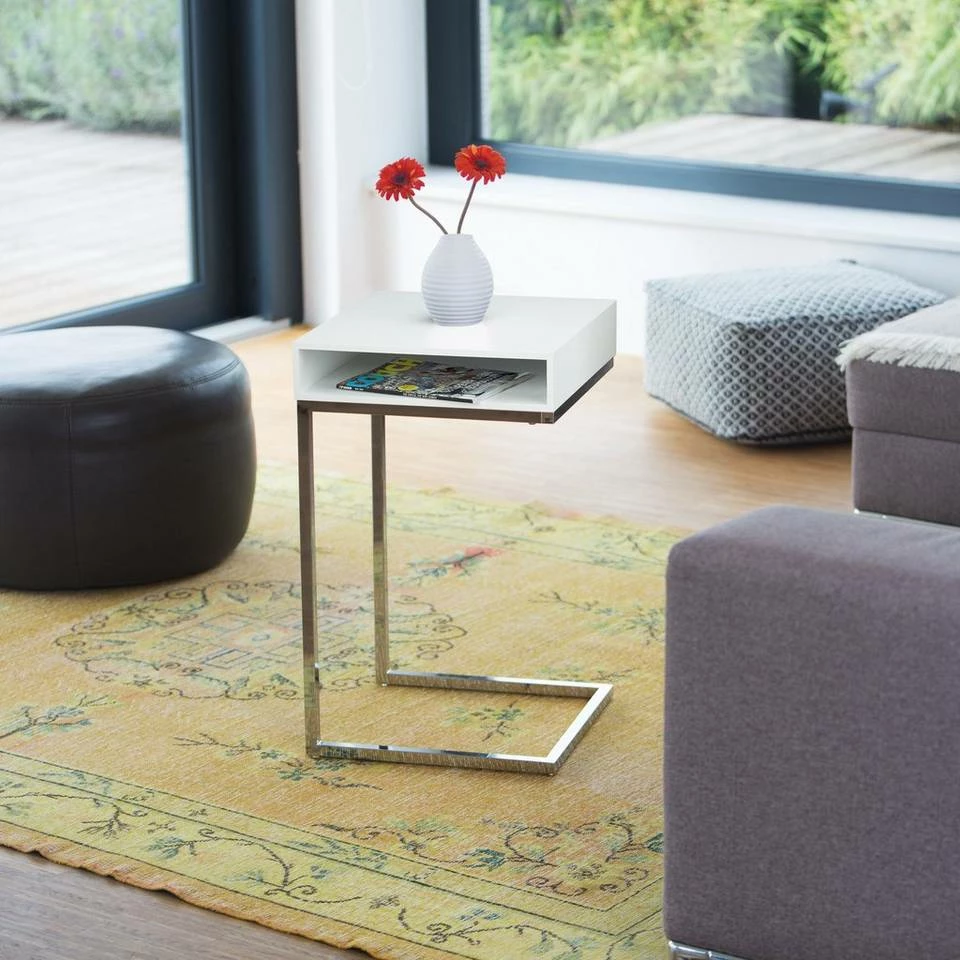 relaxdays Beistelltisch »Beistelltisch mit Metallbein«, Weiß Braun Silber, Weiß Silber 2 relaxdays Beistelltisch »Beistelltisch mit Metallbein«, Weiß Braun Silber, Weiß Silber – Bild 2