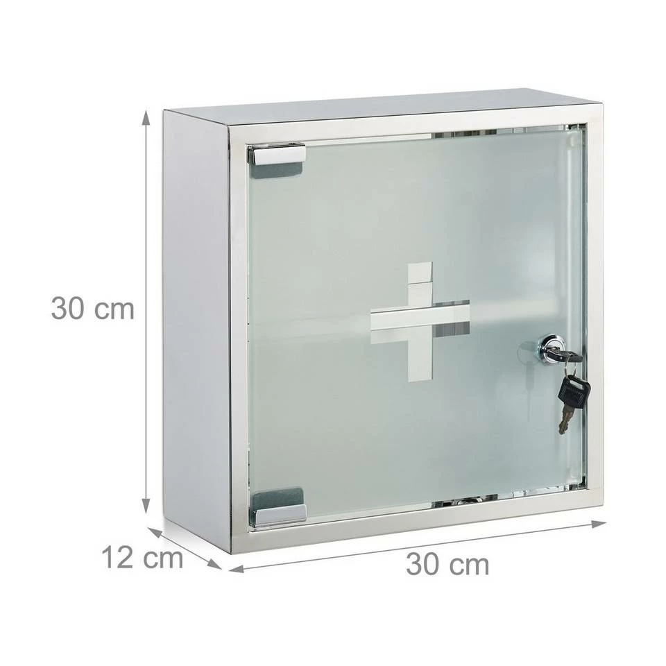 relaxdays Medizinschrank »Medizinschrank Edelstahl quadratisch« 4 relaxdays Medizinschrank »Medizinschrank Edelstahl quadratisch« – Bild 4