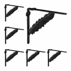 relaxdays Wandregalhalter »6 x Regalwinkel Gusseisen Feder schwarz«