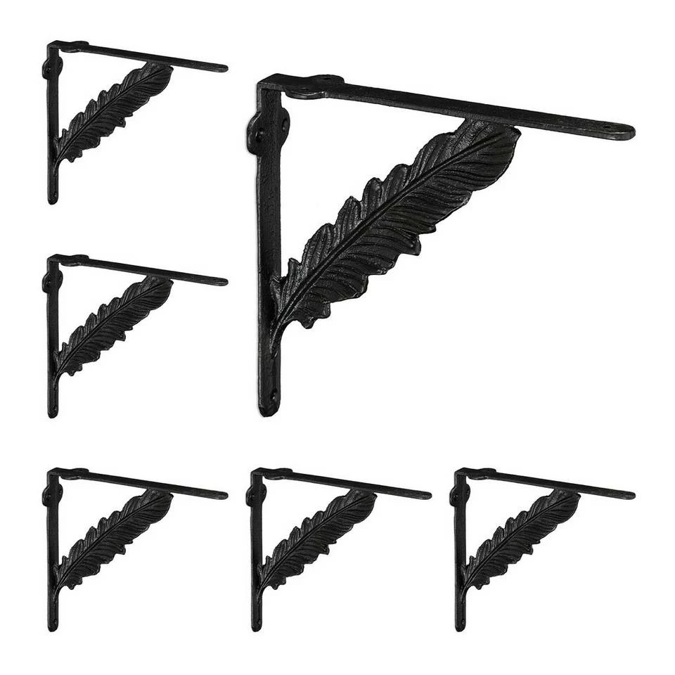 relaxdays Wandregalhalter »6 x Regalwinkel Gusseisen Feder schwarz« 1 relaxdays Wandregalhalter »6 x Regalwinkel Gusseisen Feder schwarz«