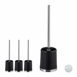 relaxdays Badezimmer-Set »4 x WC-Garnitur rund schwarz«