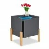 relaxdays Nachttisch »Dunkelgrauer Nachttisch mit Holzbeinen«