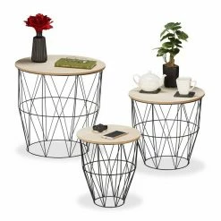 relaxdays Beistelltisch »Korbtisch 3er Set«