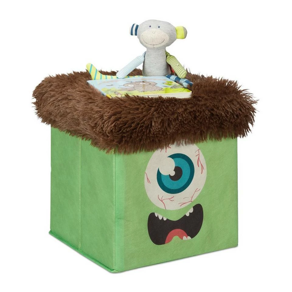 relaxdays Sitzhocker »Sitzhocker Kinder Monster«, A Grün Braun, Dunkelblau Grau 1 relaxdays Sitzhocker »Sitzhocker Kinder Monster«, A Grün Braun, Dunkelblau Grau
