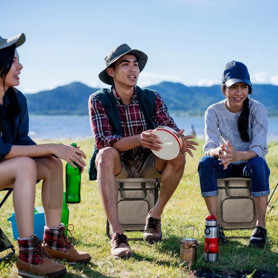 relaxdays Campinghocker »Beiger Campinghocker mit Lehne« 2 relaxdays Campinghocker »Beiger Campinghocker mit Lehne« – Bild 2