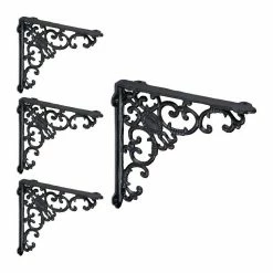 relaxdays Wandregalhalter »4 x Regalwinkel antik schwarz«