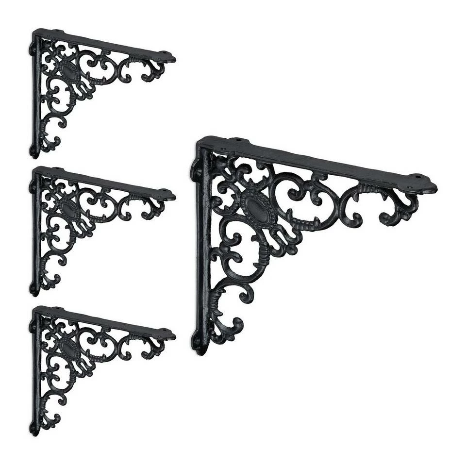 relaxdays Wandregalhalter »4 x Regalwinkel antik schwarz« 1 relaxdays Wandregalhalter »4 x Regalwinkel antik schwarz«