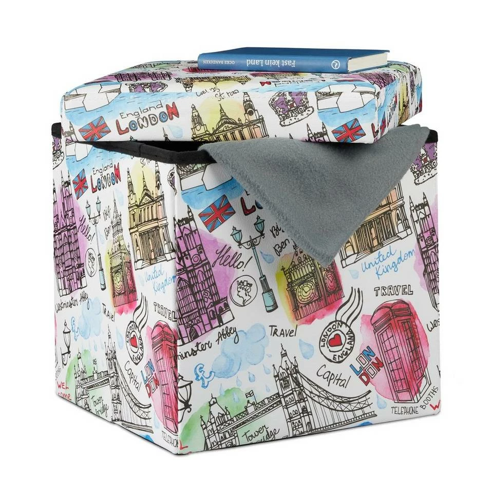 relaxdays Sitzhocker »Motiv Sitzhocker mit Stauraum«, C Weiß Creme Hellblau, Hellblau Orange Creme, Weiß Rot Blau 8 relaxdays Sitzhocker »Motiv Sitzhocker mit Stauraum«, C Weiß Creme Hellblau, Hellblau Orange Creme, Weiß Rot Blau – Bild 8