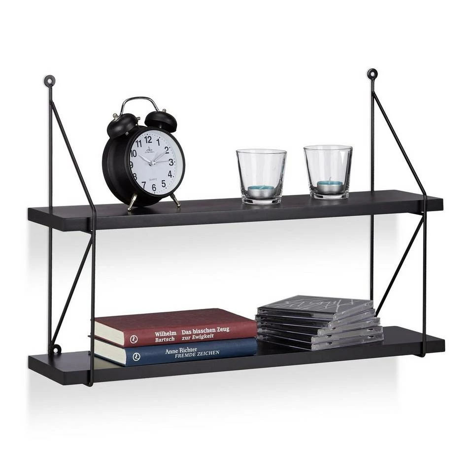 relaxdays Wandregal »Hängeregal für die Wand mit 2 Ablagen«, Weiß Schwarz, Grün, Lila, Weiß 8 relaxdays Wandregal »Hängeregal für die Wand mit 2 Ablagen«, Weiß Schwarz, Grün, Lila, Weiß – Bild 8