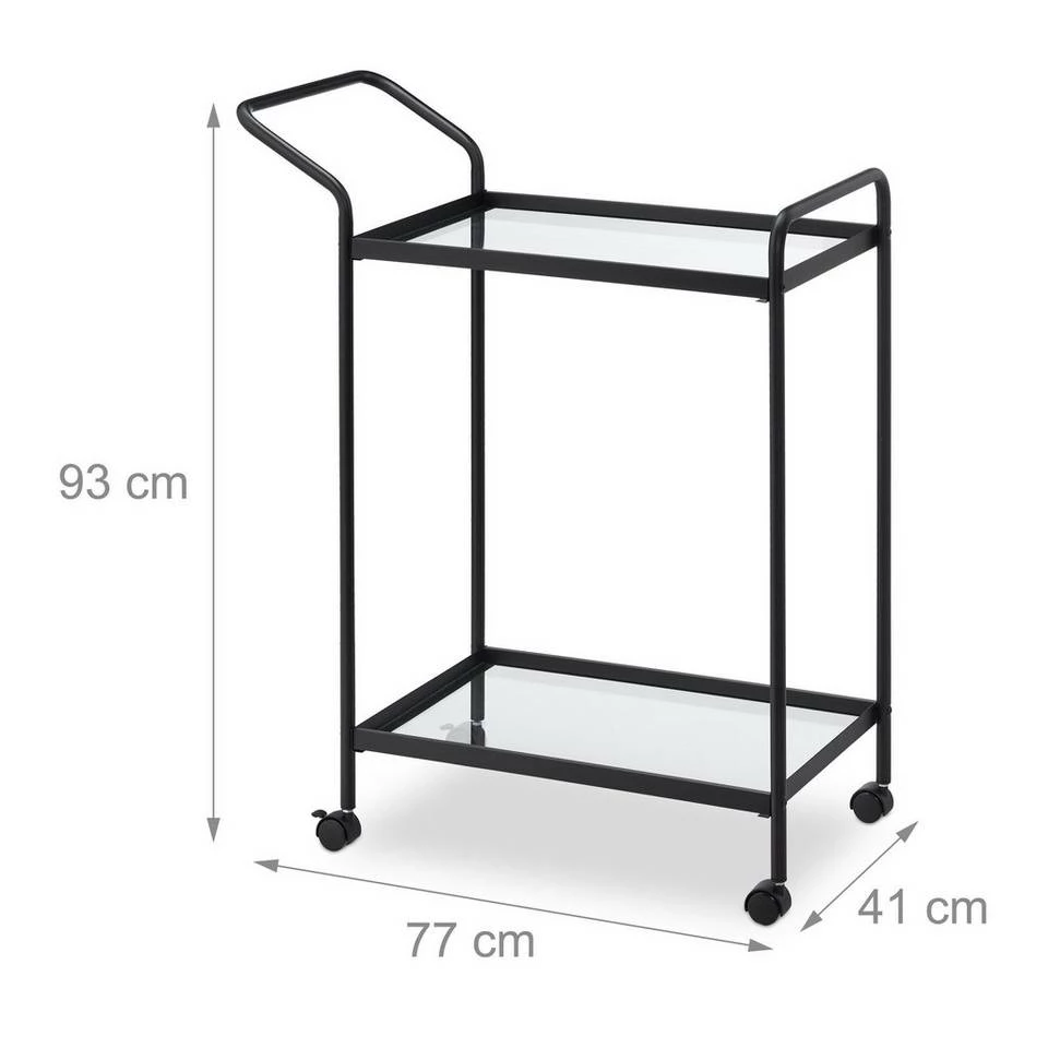 relaxdays Servierwagen »Schwarzer Servierwagen mit Glas« 4 relaxdays Servierwagen »Schwarzer Servierwagen mit Glas« – Bild 4