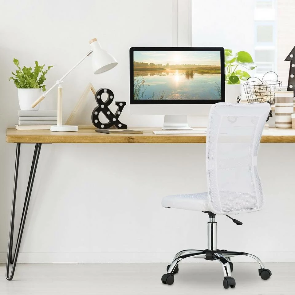 relaxdays Drehstuhl »Bürostuhl mit Netzrücken«, Weiß Grau Silber, Weiß Silber, Schwarz Silber 2 relaxdays Drehstuhl »Bürostuhl mit Netzrücken«, Weiß Grau Silber, Weiß Silber, Schwarz Silber – Bild 2