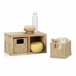 relaxdays Wandregal »Walnuss Wandregal mit Körben«, 2