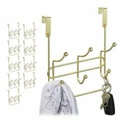 Türgarderobe »10 x Türgarderobe mit 3 Doppelhaken gold«, relaxdays