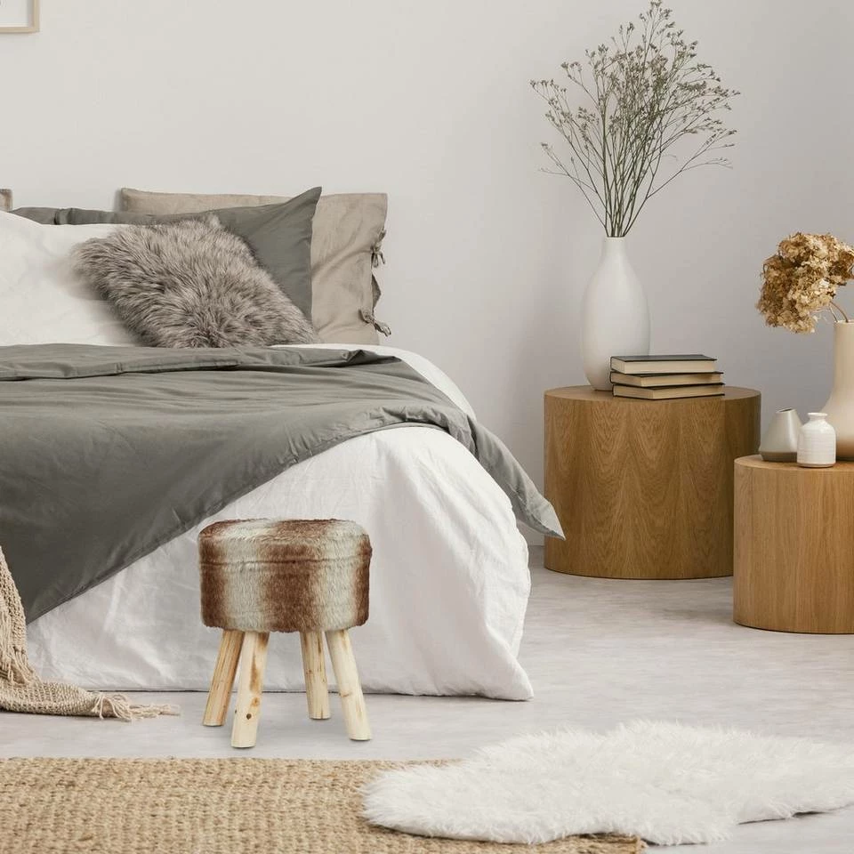 relaxdays Sitzhocker »Fellhocker rund« 2 relaxdays Sitzhocker »Fellhocker rund« – Bild 2