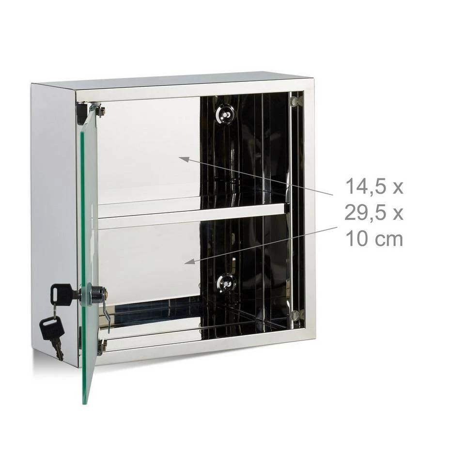 relaxdays Medizinschrank »Medizinschrank Edelstahl quadratisch« 5 relaxdays Medizinschrank »Medizinschrank Edelstahl quadratisch« – Bild 5