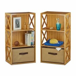 relaxdays Standregal »2 x Regal Bambus mit 3 Fächern«