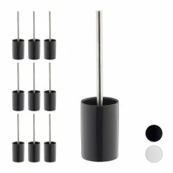 relaxdays Badezimmer-Set »10 x WC-Garnitur Keramik grau«