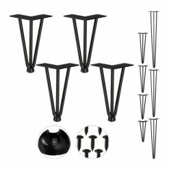 relaxdays Tischbein »4er Set Hairpin Legs mit 3 Streben«, 20 cm - 3 Stangen