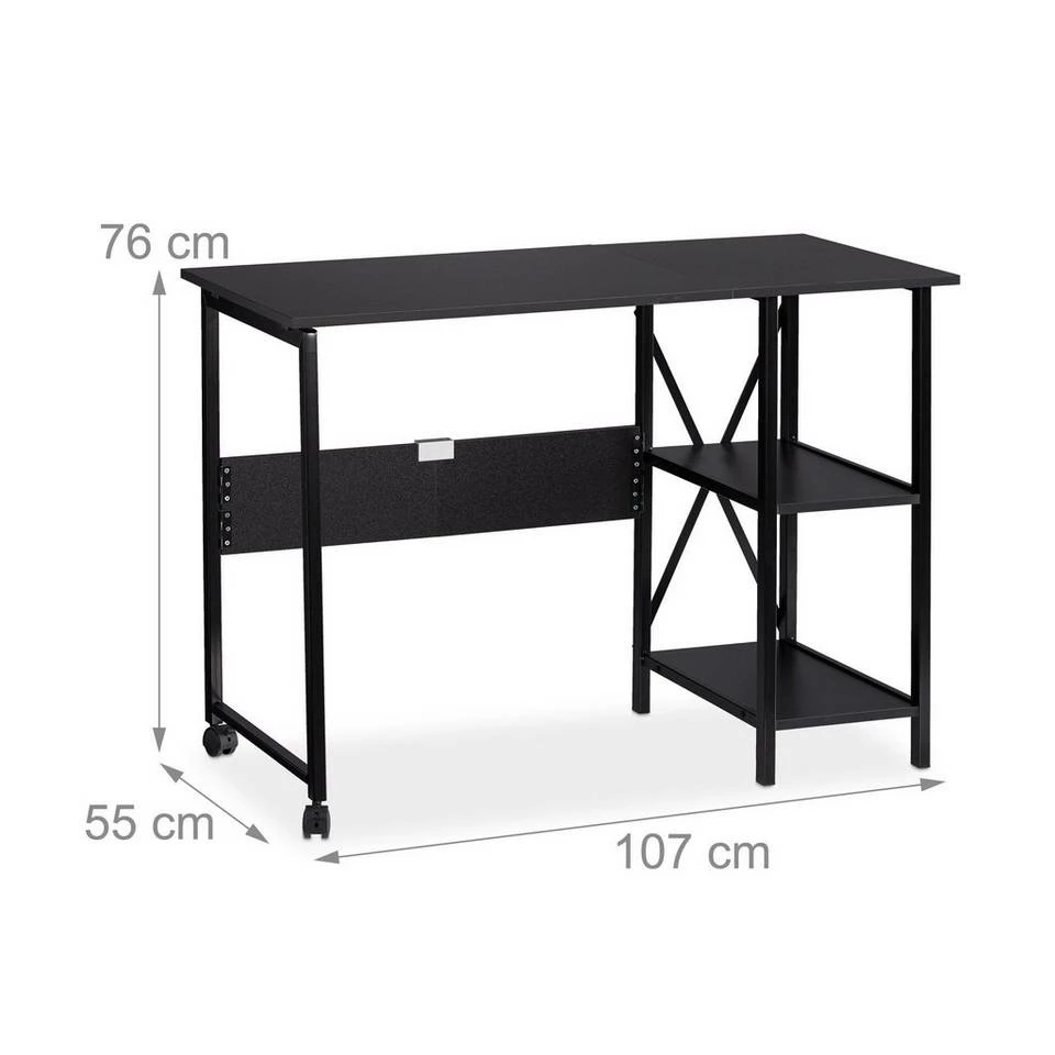 relaxdays Schreibtisch »Schreibtisch klappbar mit Ablagen«, Schwarz / Schwarz Weiß, Braun Schwarz 4 relaxdays Schreibtisch »Schreibtisch klappbar mit Ablagen«, Schwarz / Schwarz Weiß, Braun Schwarz – Bild 4