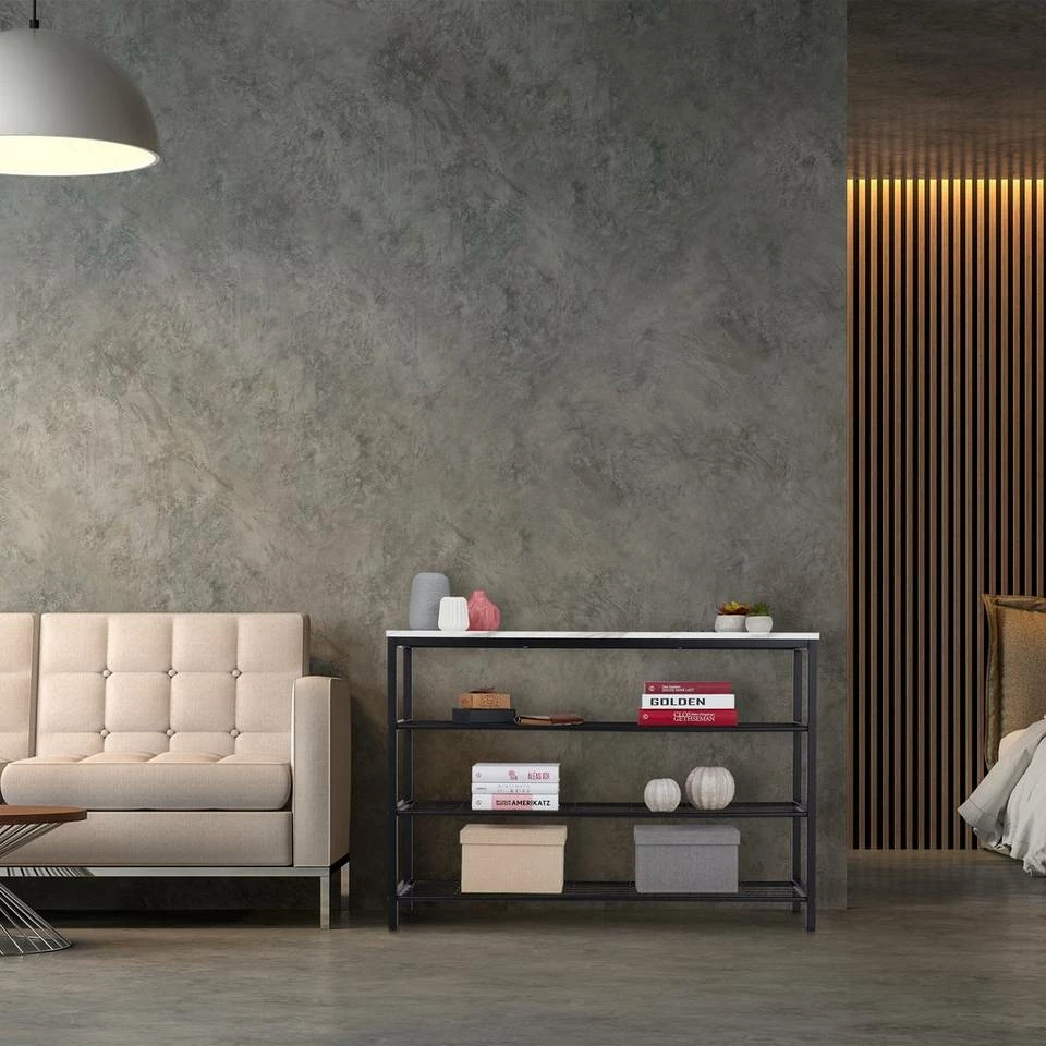 relaxdays Konsolentisch »Konsolentisch mit 4 Ebenen«, Weiß Weiß Schwarz, Braun Schwarz 2 relaxdays Konsolentisch »Konsolentisch mit 4 Ebenen«, Weiß Weiß Schwarz, Braun Schwarz – Bild 2