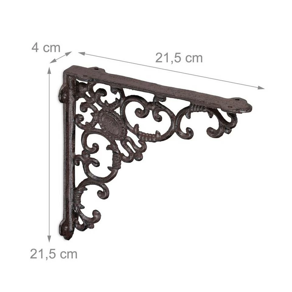 relaxdays Wandregalhalter »4 x Regalwinkel antik braun« 4 relaxdays Wandregalhalter »4 x Regalwinkel antik braun« – Bild 4
