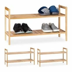 relaxdays Schuhregal »3 x Schuhregal stapelbar Walnuss«