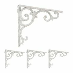 relaxdays Wandregalhalter »4 x Regalwinkel antik weiß«