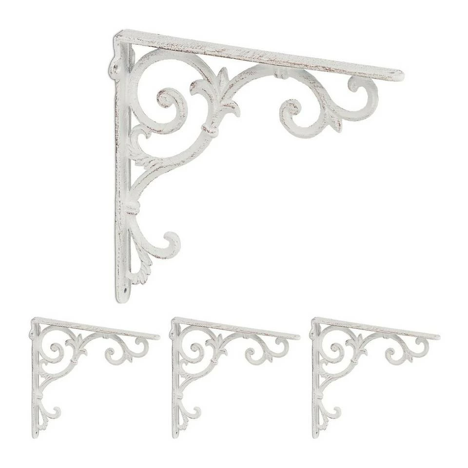 relaxdays Wandregalhalter »4 x Regalwinkel antik weiß« 1 relaxdays Wandregalhalter »4 x Regalwinkel antik weiß«