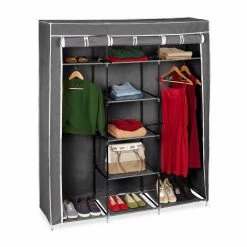 relaxdays Stoffschrank »Stoffkleiderschrank XXL mit 9 Böden« Anthrazit Anthrazit Wei&szlig;, Beige Wei&szlig;, Schwarz Wei&szlig;