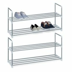 relaxdays Schuhregal »2 x Schuhregal Metall 2 Etagen«