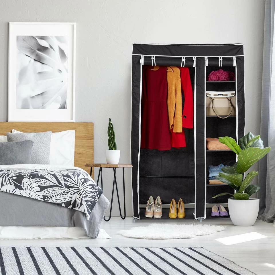 relaxdays Kleiderschrank »2 x Stoffschrank Kleiderstange schwarz« 2 relaxdays Kleiderschrank »2 x Stoffschrank Kleiderstange schwarz« – Bild 2