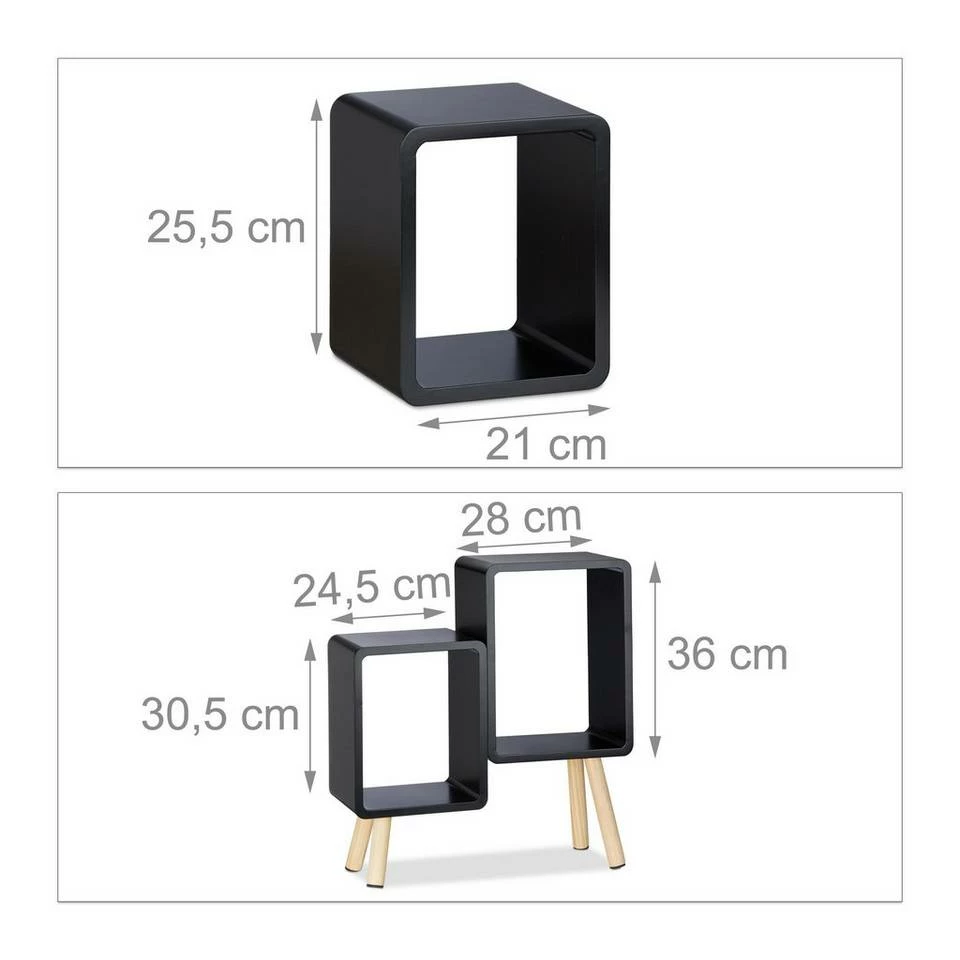 relaxdays Wandregal »Würfelregal Holz mit 4 Beinen«, Schwarz Schwarz Hellbraun, Weiß Hellbraun 4 relaxdays Wandregal »Würfelregal Holz mit 4 Beinen«, Schwarz Schwarz Hellbraun, Weiß Hellbraun – Bild 4