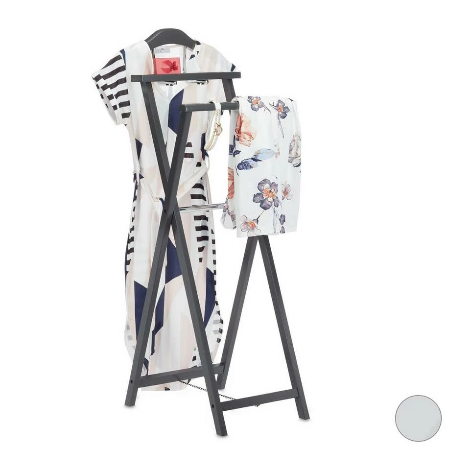 relaxdays Herrendiener »Herrendiener Holz zum Klappen«, Weiß Anthrazit Silber, Weiß Silber 9 relaxdays Herrendiener »Herrendiener Holz zum Klappen«, Weiß Anthrazit Silber, Weiß Silber – Bild 9