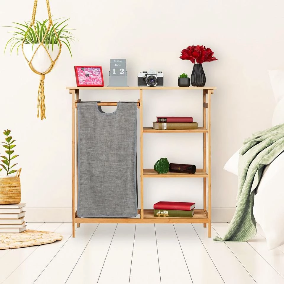 relaxdays Badregal »Bambus Badregal mit Wäschekorb« 5 relaxdays Badregal »Bambus Badregal mit Wäschekorb« – Bild 5