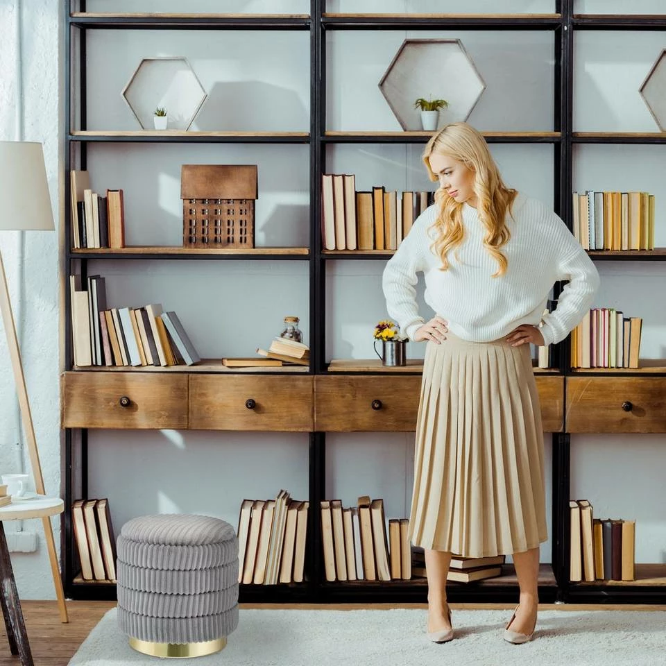 relaxdays Polsterhocker »Grauer Samthocker mit Stauraum« 3 relaxdays Polsterhocker »Grauer Samthocker mit Stauraum« – Bild 3