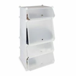 relaxdays Schuhregal »Schuhregal Kunststoff mit 4 Fächern«, Weiß Transparent Schwarz Silber, Weiß Transparent Silber, Schwarz Transparent Silber