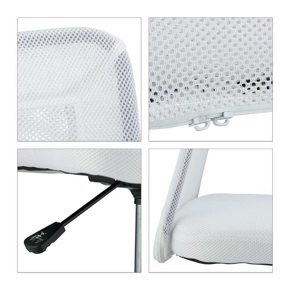 relaxdays Drehstuhl »Bürostuhl mit Netzrücken«, Weiß Grau Silber, Weiß Silber, Schwarz Silber 8 relaxdays Drehstuhl »Bürostuhl mit Netzrücken«, Weiß Grau Silber, Weiß Silber, Schwarz Silber – Bild 8