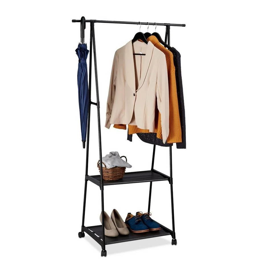 relaxdays Garderobenständer »Rollgarderobe mit 2 Ablagen« 1 relaxdays Garderobenständer »Rollgarderobe mit 2 Ablagen«